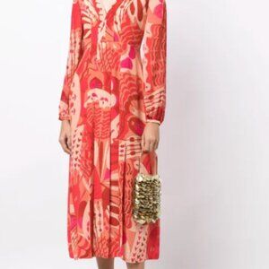 RIXO Vibrant Red and Pink Maxi Dress
